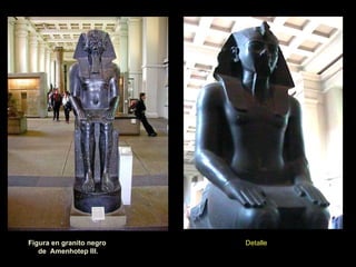 Figura en granito negro  de  Amenhotep III. Detalle 