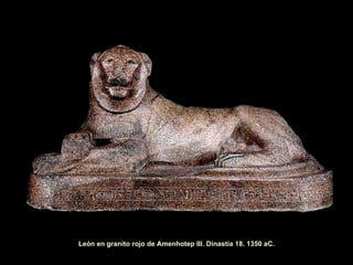 León en granito rojo de Amenhotep III. Dinastía 18. 1350 aC. 