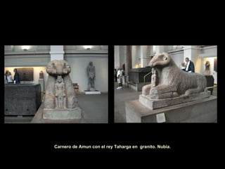 Carnero de Amun con el rey Taharga en  granito. Nubia. 
