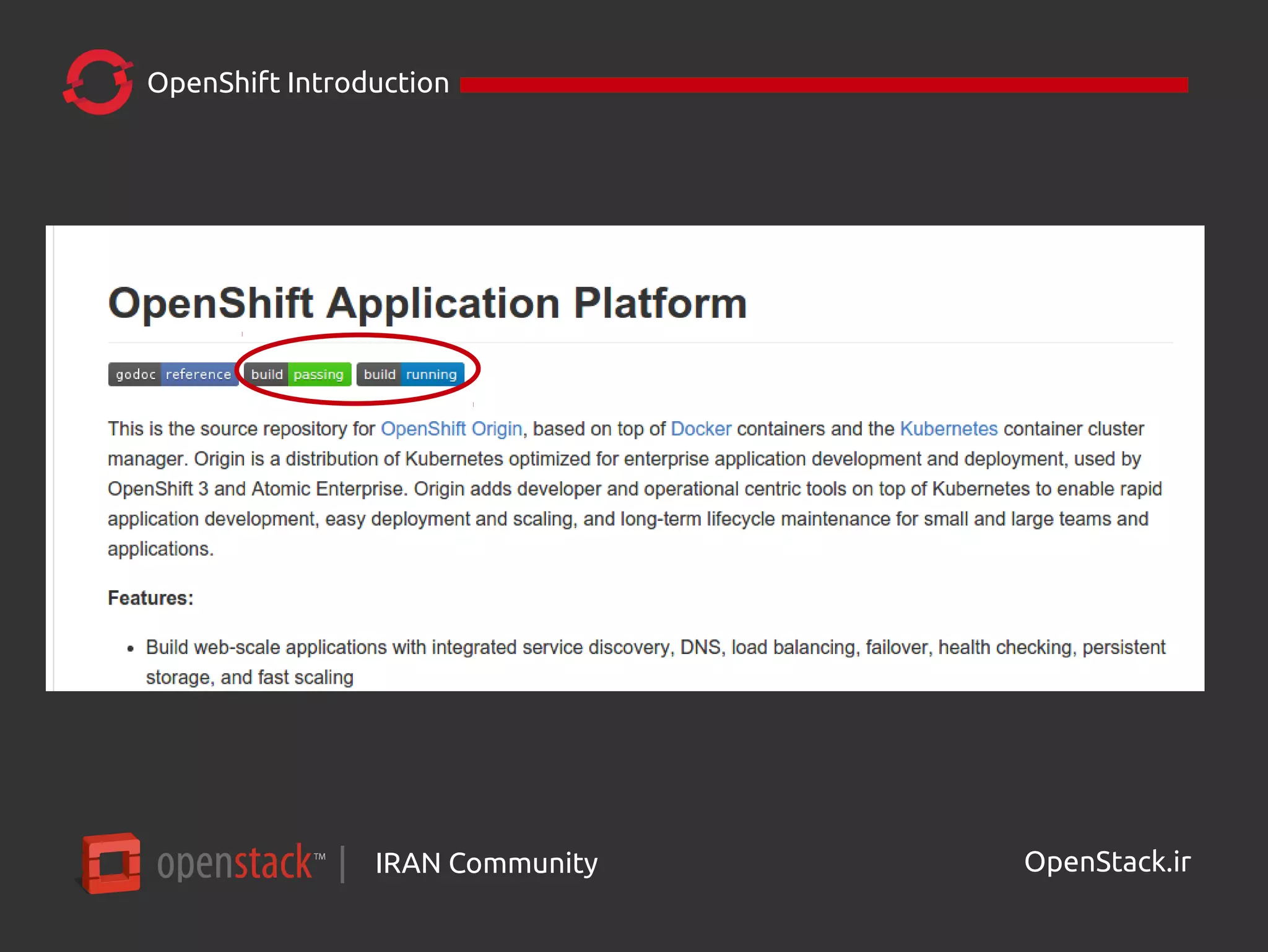 IRAN Community| OpenStack.ir
OpenShift Introduction
 