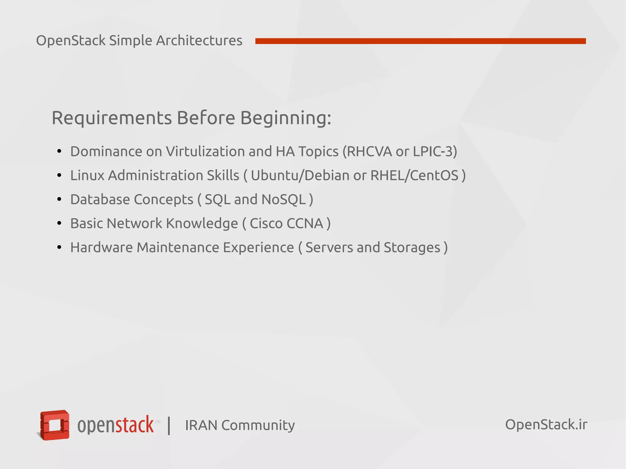 Mastering OpenStack - Episode 01 - Simple Architectures | PPT
