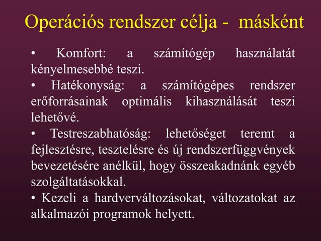 01 operacios rendszer celja es fogalma | PPT