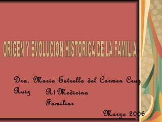 Dra. Maria Estrella del Carmen Cruz
Ruiz R1Medicina
Familiar
Marzo 2006
 