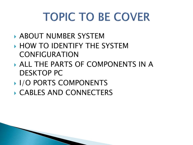 Overview of Computers ABOUT NUMBER SYSTEM HOW TO IDENTIFY THE SYSTEM ...