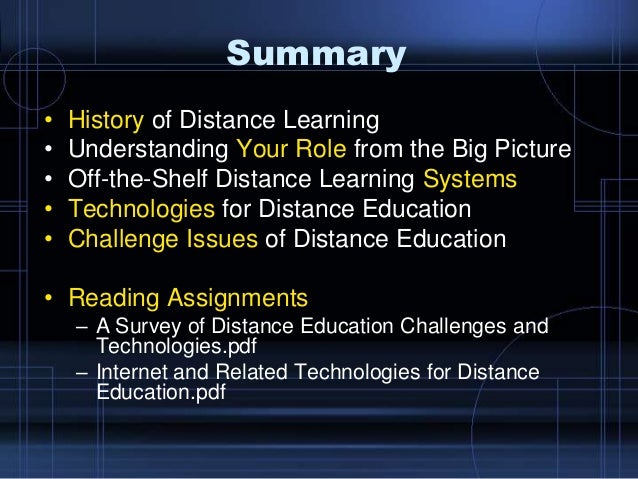 Distance Education Evaluation of Distance Learning