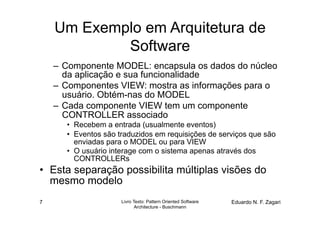 Um Exemplo em Arquitetura de
            Software
    –  Componente MODEL: encapsula os dados do núcleo
       da aplicaçã...