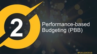 #FUELGOOD18
Performance-based
Budgeting (PBB)
 
