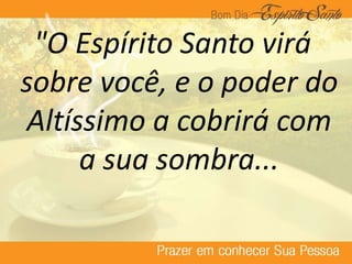 "O Espírito Santo virá
sobre você, e o poder do
Altíssimo a cobrirá com
a sua sombra...
 