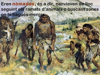 Eren nòmades, és a dir, canviaven de lloc
seguint els ramats d’animals o buscant zones
on hi hagués menjar.
 