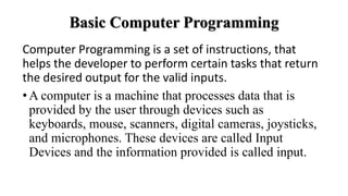 01-PROGRAMMING introA of the class name. Pptx | PPT