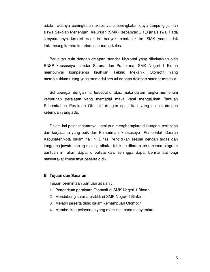 Contoh Proposal Pengadaan Alat Praktek Otomotif Berbagai Alat