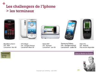 Les challengers de l’Iphone > les terminaux Nokia N97 OS : Symbian Lancement  Juin 09 Palm Pre OS : WebOS Pas encore dispo...