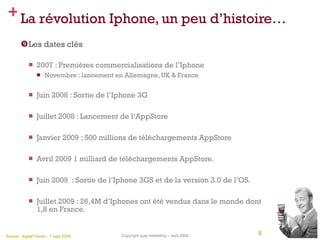 La révolution Iphone, un peu d’histoire… <ul><li>Les dates clés </li></ul><ul><ul><li>2007 : Premières commercialisations ...