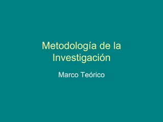 Metodología de la Investigación Marco Teórico 