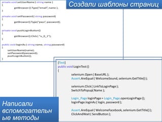 Создали шаблоны страниц




Написали
вспомогательн
ые методы
 