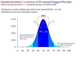 Standard deviation is a measure of the spread of
most of the data. Error bars are a graphical
representation of the variab...