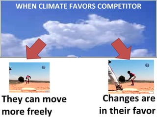 Changes are in their favor They can move more freely WHEN CLIMATE FAVORS COMPETITOR 
