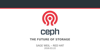 THE FUTURE OF STORAGE
SAGE WEIL – RED HAT
2018.03.22
 