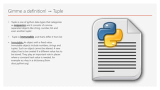 An Introduction to Tuple List Dictionary in Python | PPTX