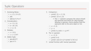 An Introduction to Tuple List Dictionary in Python | PPT