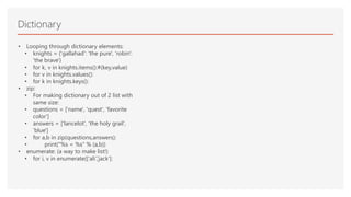 An Introduction to Tuple List Dictionary in Python | PPTX