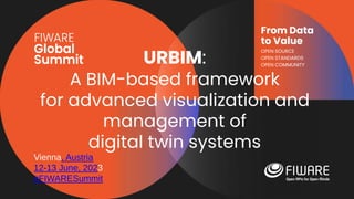 Vienna, Austria
12-13 June, 2023
#FIWARESummit
From Data
to Value
OPEN SOURCE
OPEN STANDARDS
OPEN COMMUNITY
URBIM:
A BIM-based framework
for advanced visualization and
management of
digital twin systems
 