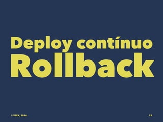 Deploy contínuo
Rollback
© VTEX, 2016 19
 