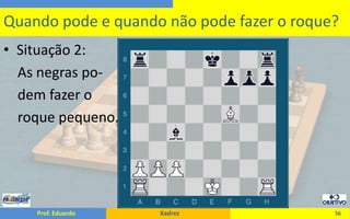 Situação 2:    As negras po-dem fazer o    roque pequeno.56Quando pode e quando não pode fazer o roque?