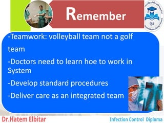 Remember
-Teamwork: volleyball team not a golf
team
-Doctors need to learn hoe to work in
System
-Develop standard procedures
-Deliver care as an integrated team
153
 