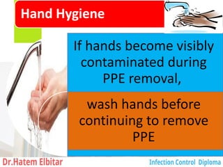 Hand Hygiene
If hands become visibly
contaminated during
PPE removal,
wash hands before
continuing to remove
PPE
48
 