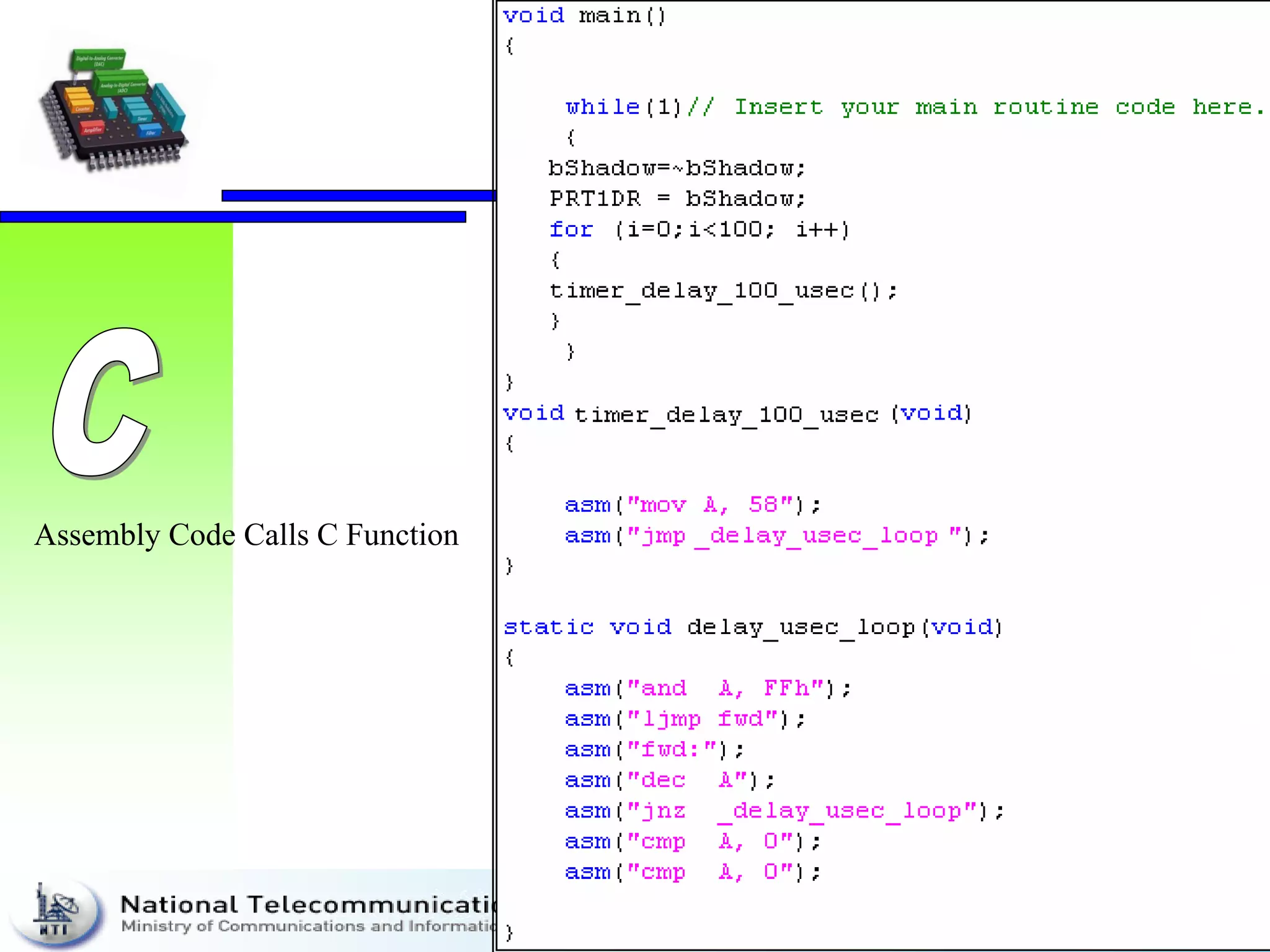Assembly Code Calls C Function
 