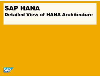 SAP HANA
Detailed View of HANA Architecture
 