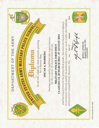 U.S. Army Military Police Diploma