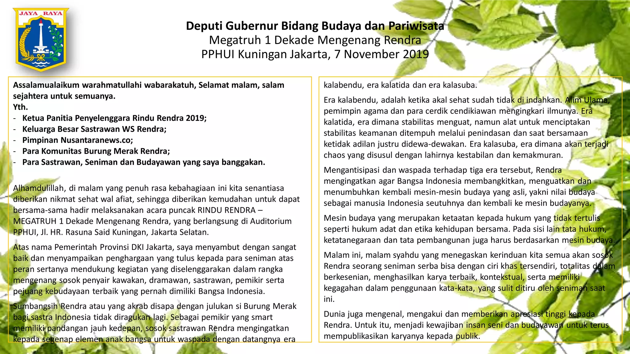 Megatruh 1 Dekade Mengenang Rendra | PPT