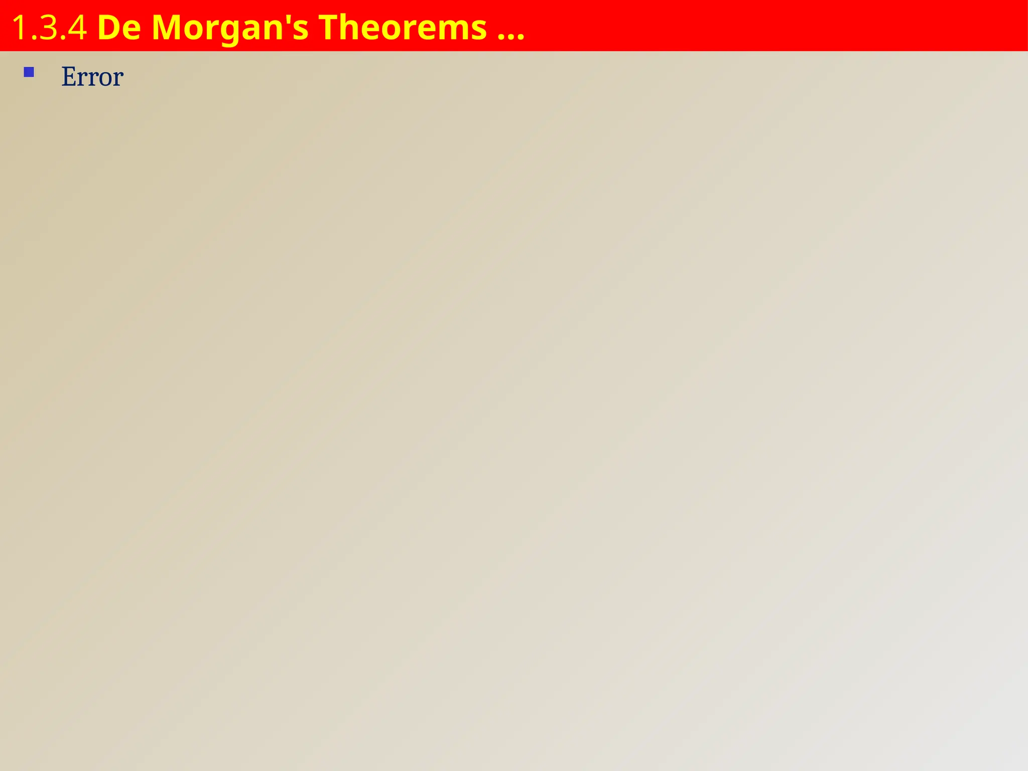 1.3.4 De Morgan's Theorems …
 Error
 