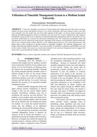 Utilization of Timetable Management System to a Medium Scaled 