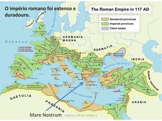 12História A, 10º ano, Módulo 1Mare Nostrum
O império romano foi extenso e
duradouro.
 