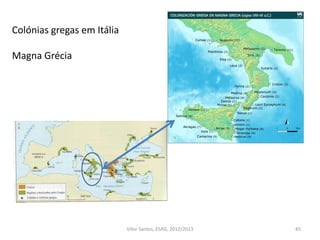 45
Colónias gregas em Itália
Magna Grécia
Vítor Santos, ESAG, 2012/2013
 