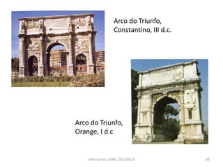 Arco do Triunfo,
Constantino, III d.c.
Arco do Triunfo,
Orange, I d.c
99Vítor Santos, ESAG, 2012/2013
 