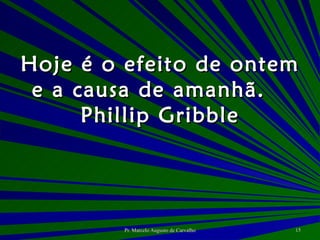 Hoje é o efeito de ontem e a causa de amanhã. Phillip Gribble 