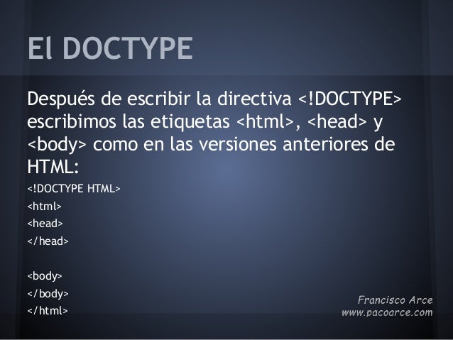 El doctype de HTML5