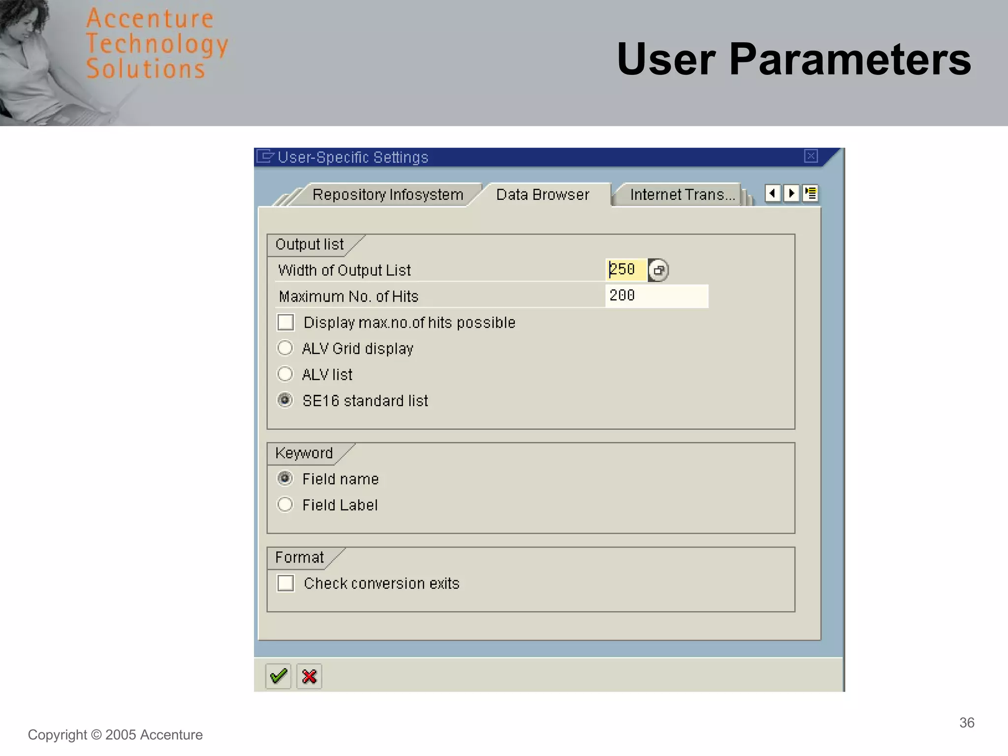 User Parameters 