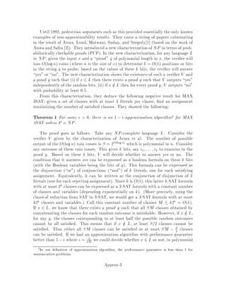 ,f  f.
To show that ,f  f, we want to construct a function p such that
cpv;w  f for all v;w 2 Ef. Let ~cv;w = cv;w + ,f for all
v;w 2 Ef. Notice that Gf has no negative cost cycle with respect to ~c:;:
since the mean cost of any directed cycle of Gf is increased by ,f. Next,
add a new node s to Gf and also arcs from s to v for all v 2 V . Let ~cs;v
be any value, say 0. Let pv be the cost with respect to ~c:;: of the shortest
path from s to v in this augmented graph. Hence, for all v;w 2 Ef, we have
pw  pv + ~cv;w = pv + cv;w,f implying that cpv;w  f.

We are now ready to analyze the algorithm. First, we show that, using f as a
measure of near-optimality, the algorithm produces circulations which are closer and
closer to optimal.
Theorem 7 Let f be a circulation and let f0 be the circulation obtained by canceling
the minimum mean cost cycle , in Ef. Then f  f0.
Proof: By de nition, there exists p such that
cpv;w  , f2
for all v;w 2 Ef. Moreover, for all v;w 2 ,, we have cpv;w = , f since,
otherwise, its mean cost would not be , f. We claim that, for the same p, 2 holds
for all v;w 2 Ef0 . Indeed, if v;w 2 Ef0 Ef, 2 certainlyholds. If v;w 2 Ef0 nEf
then w;v certainly belongs to ,. Hence, cpv;w = ,cpw;v = f  0 and 2 is
also satis ed. 
Next, we show that f decreases after a certain number of iterations.
Theorem 8 Let f be any circulation and let f0 be the circulation obtained by per-
forming m iterations of the Golberg-Tarjan algorithm. Then
f0  1 , 1
n f:
Proof: Let p be such that cpv;w  , f for all v;w 2 Ef. Let ,i be the
cycle canceled at the ith iteration. Let k be the smallest integer such that there
exists v;w 2 ,k+1 with cpv;w  0. We know that canceling a cycle removes at
least one arc with negative reduced cost from the residual graph and creates only arcs
with positive reduced cost. Therefore k  m. Let f0 be the ow obtained after k
iterations. By Theorem 6, , f0 is equal to the mean cost of ,k+1 which is:
P
v;w2,k+1 cpv;w
l  ,l ,1
l f
= ,1 , 1
l f  ,1 , 1
n f;
where l = j,k+1j. Therefore, by Theorem 7, after m iterations, f decreases by a
factor of 1 , 1
n. 
Flow-14
 