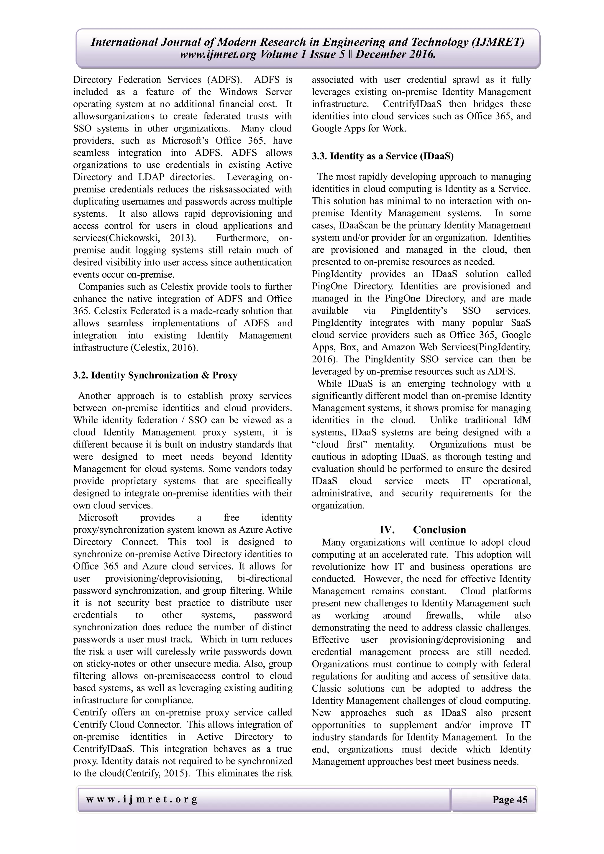 Identity Management In Cloud Computing | PDF | Cloud Computing | Internet