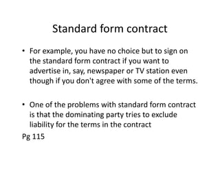 Standard Form Contracts Examples 0105terms And Standard Form Contract | PDF