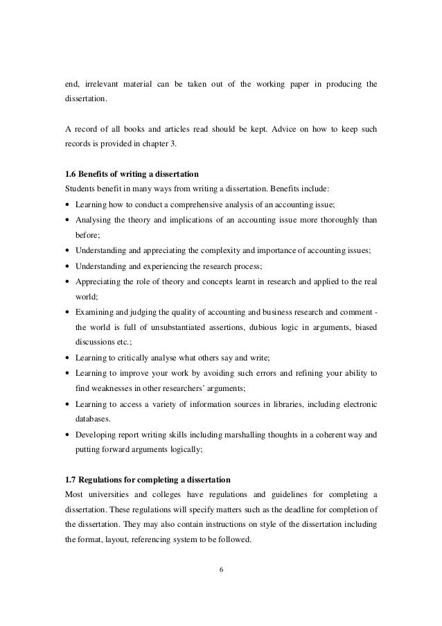 Dissertation accounting policies note
