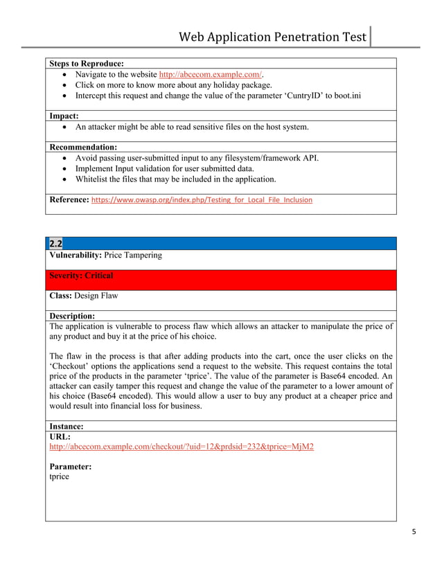 Web Pentesting Notes Web PenTest Sample Report | PDF