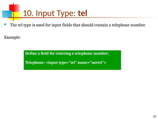 HTML Forms: The HTML element represents a document section containing ...