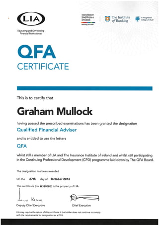 QFA Certificate