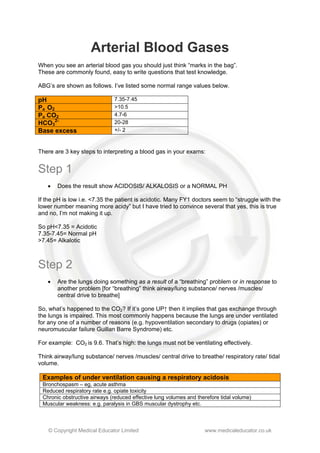 Arterial blood gases - OSCE guide | PDF